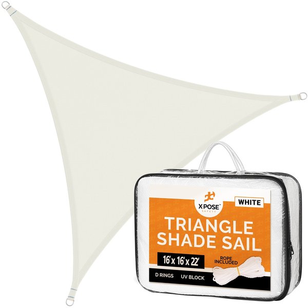 Xpose Safety Sun Shade Sail 16' x 16' x 22' - White Triangle SHSWHT-161622-X